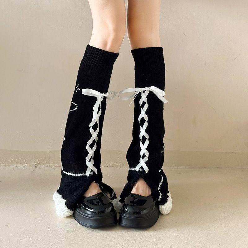 

Рождественская бабочка, гетры с присборенным верхом, атмосфера, вязаные рукава для ног, звезда, милые и крутые гольфы до икры в стиле Лолита чёрный