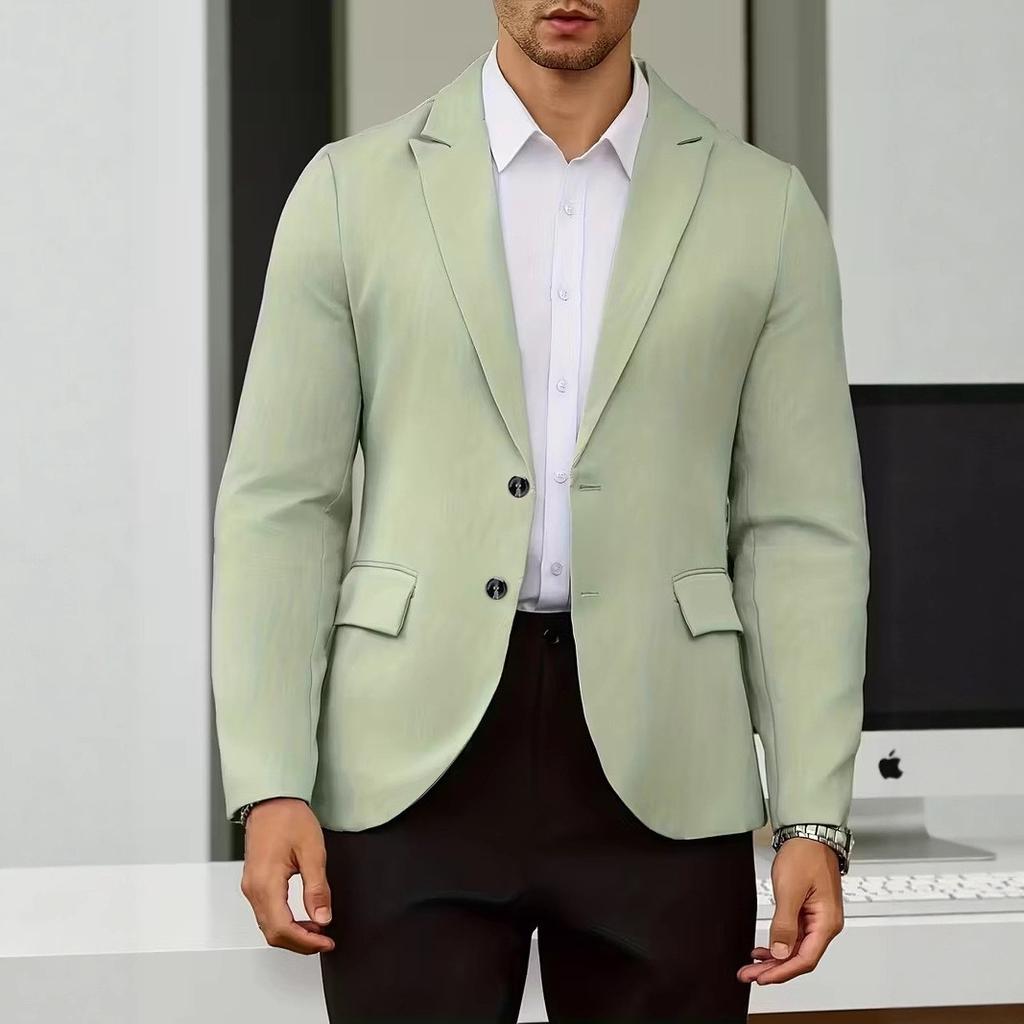 Herbst Neue Herren Freizeitanzugjacke, Herren Slim Fit Anzugkragen, Anzug mit Innenfutter und Tasche