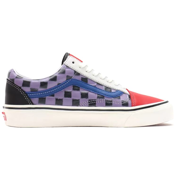 Vans Old Skool Series Synthetic Leather Anaheim Casual Low-Top Skate Shoes Unisex Sneaker Purple Red White VN0A54F39XM