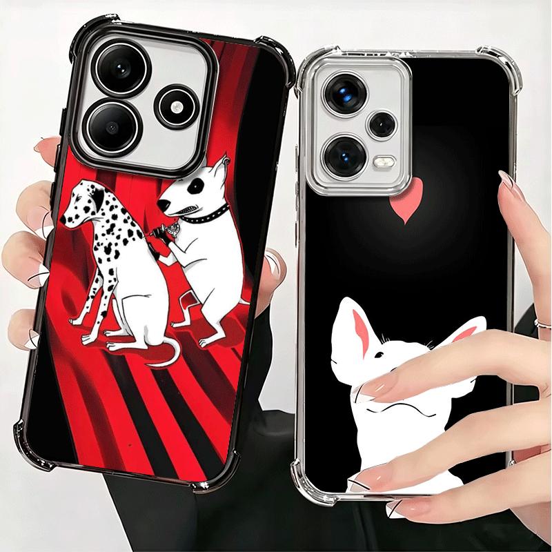 Perro Bull Terrier Lindos Cachorros Funda de Teléfono con Chapado Para Xiaomi Redmi Note 14 15 Pro Plus 13 12 11 11S 11T 10 9S 9 5G Anti-Caída Aira