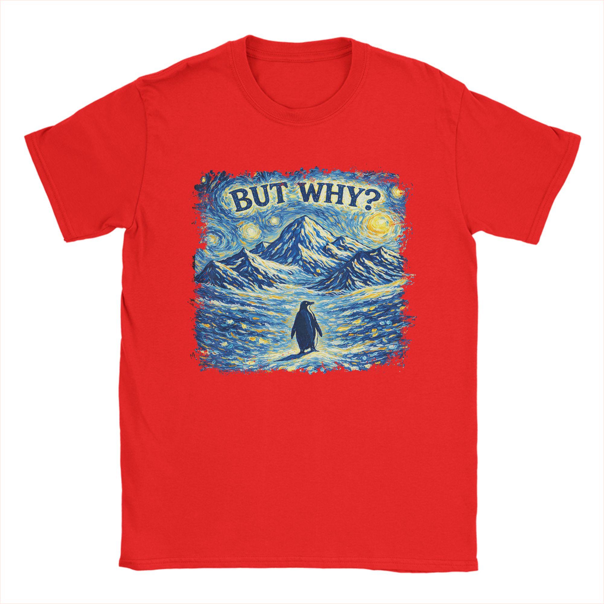 

But Why Nihilist Penguin Shirt Van Gogh Starry Night Men T Shirt Tee Shirt Short Sleeve Crew Neck TShirt Pure Cotton Clothes S