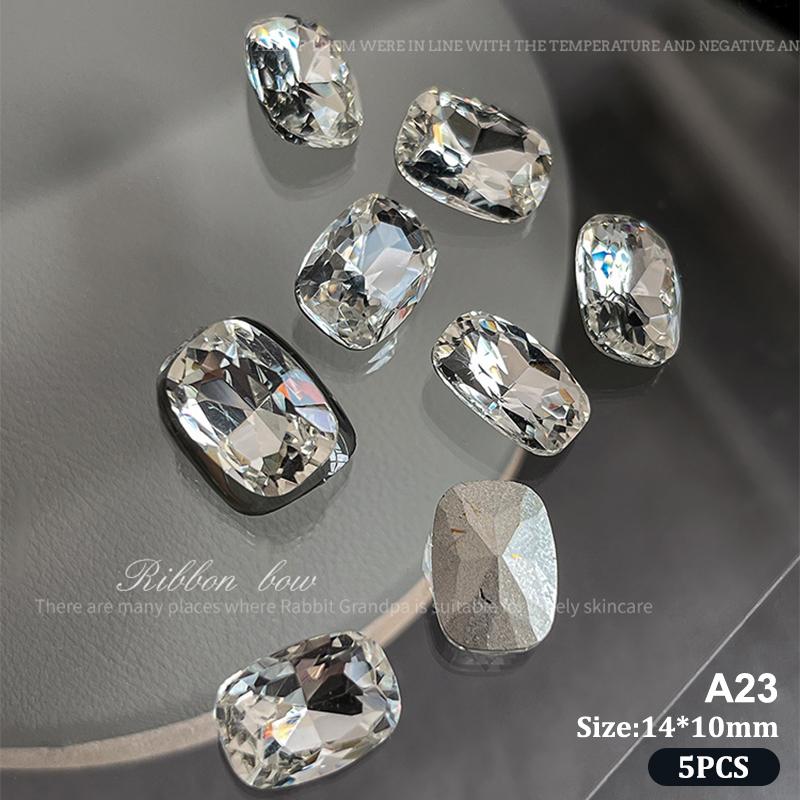 5Pcs Sparkle Sharp Diamond Nail Art Rhinestones Jewel Decoration Mix Clear White Nail Charms Ornaments