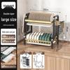Multi-layer Kitchen Storage Rack for Bowls, Plates, Knives, and Chopsticks with Countertop Drain Functionality