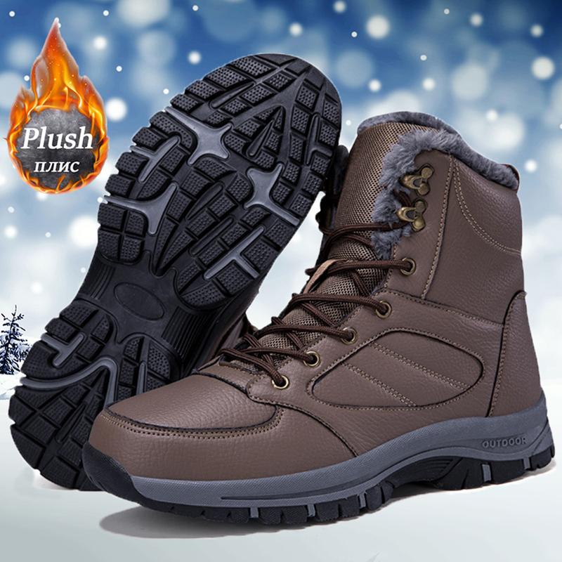 Winter Men's Boots Windproof Snow Boots Warm Plus Velvet Men's Cotton Shoes Non-slip Hiking Boots Comfortable Male Casual Shoes
