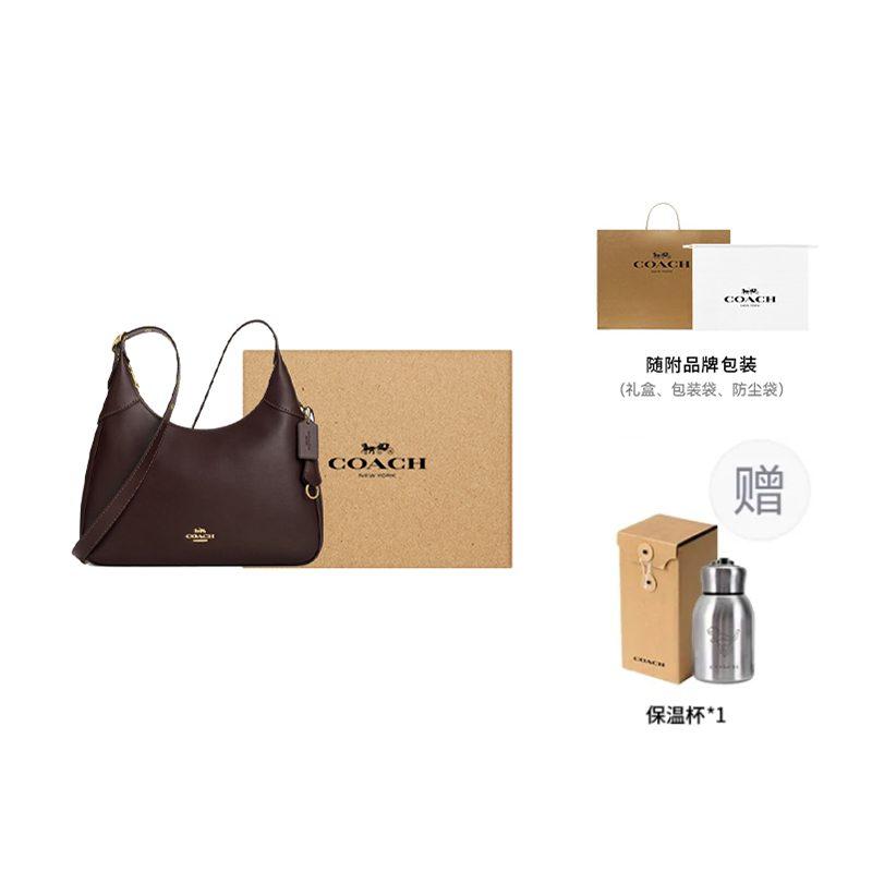 Coach Ella Calfskin Underarm Shoulder Bag Large Women's Dark Coffee Color CCE48-IMXAL