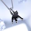Titanium Steel Scared Cat Necklace For Women Men Korea Fashion Kpop Black Cat Pendant Sweater Chain Couple  Party Gift