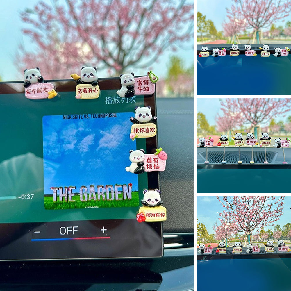 6ks Car Cute Pandas Pryskyřičný ornament Dekorace zpětného zrcátka Středová konzola Ornament pro panenky Interiérové doplňky Auto Ornament