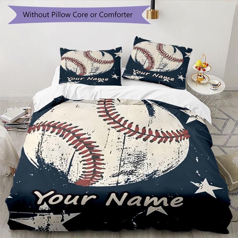 3PC Custom Name Baseball Star Legacy Bedding Set Duvet Cover Closure Includes 1 Duvet Cover & 2 Pillowcases for Bedroom