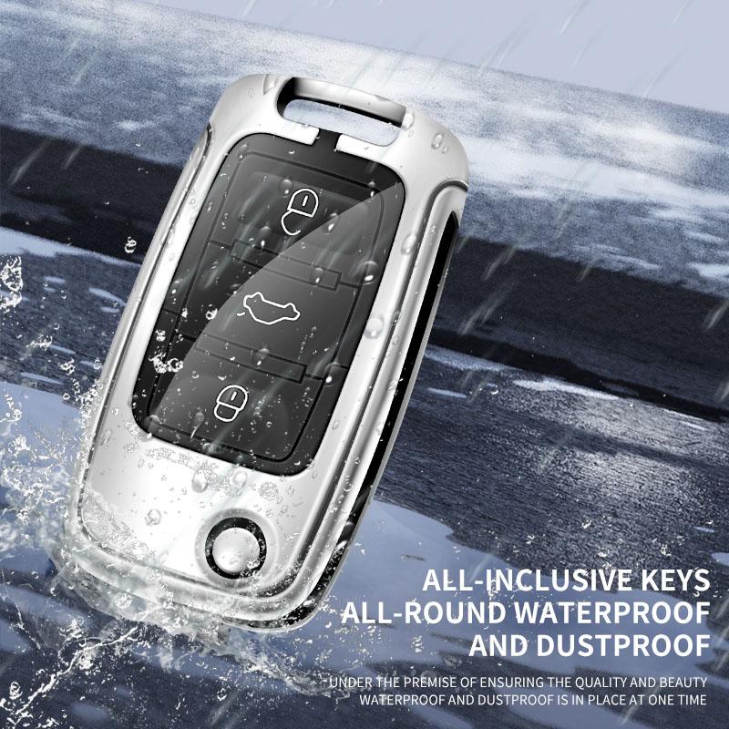 AAABP1 Zinc Alloy Car Remote Control Key Case Cover Holder Shell Fob for Skoda VRS Protection Key Chain Buckle Keyless Accessories