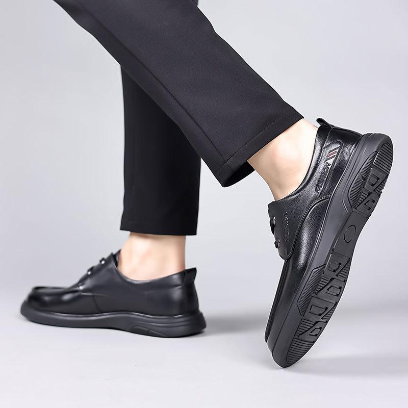 Autumn large size casual leather shoes men's leather lace-up soft-soled men's leather shoes daily single shoes first layer cowhide men's shoes 46