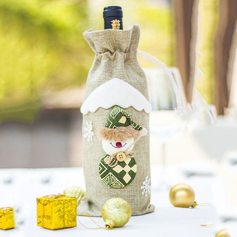 Festive Santa Wine Bottle Bag Cover For Merry Christmas Dinner Party Decor