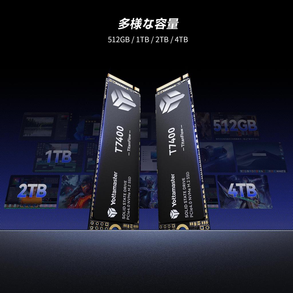 Yottamaster T7400 2TB SSD PCIe Gen4x4 NVMe Internal SSD Maximum Read Write 3D TLC NAND Compatible with Gaming PS5 PC Laptop Storage Expansion M.2