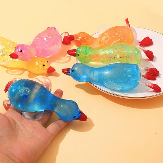 Duck Squeeze Toy Stretchy Slow Rebound Glitter Maltose Soft TPR Pinch Toy Cute Cartoon Animal Squishes Stress Relief Fidget Toy Party Favor