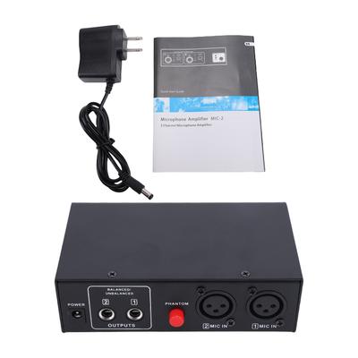 2 Channel Microphone Preamp Mic Preamplifier XLR Inputs Phantom Power Metal Shell for Recording Live Performances US