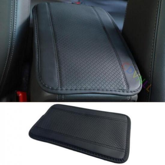 Black Leather Armrest Cushion Cover Center Console Box Mat Car Protector Pad