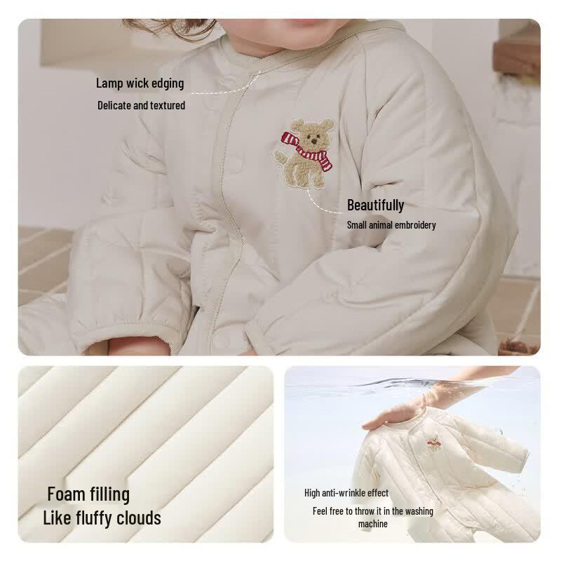 Balabala Baby Embroidered Long-Sleeve Romper