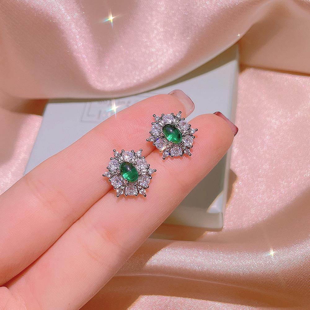 Exquisite Fashion Charming Emerald Ring Pendant Necklace Set Ladies Luxury Emerald Jewelry Party Mother's Day Gift