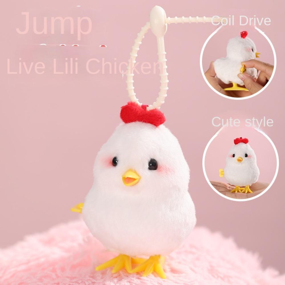Plush Duck Wind Up Jumping Toy Lifelike Guide Baby Crawling Toy  Cat Toy