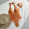 New Sexy Deep V-Neck One Piece Swimsuit For Women Halter Push Up Swimwear Female Bodysuit Bathing Suits Beachwear