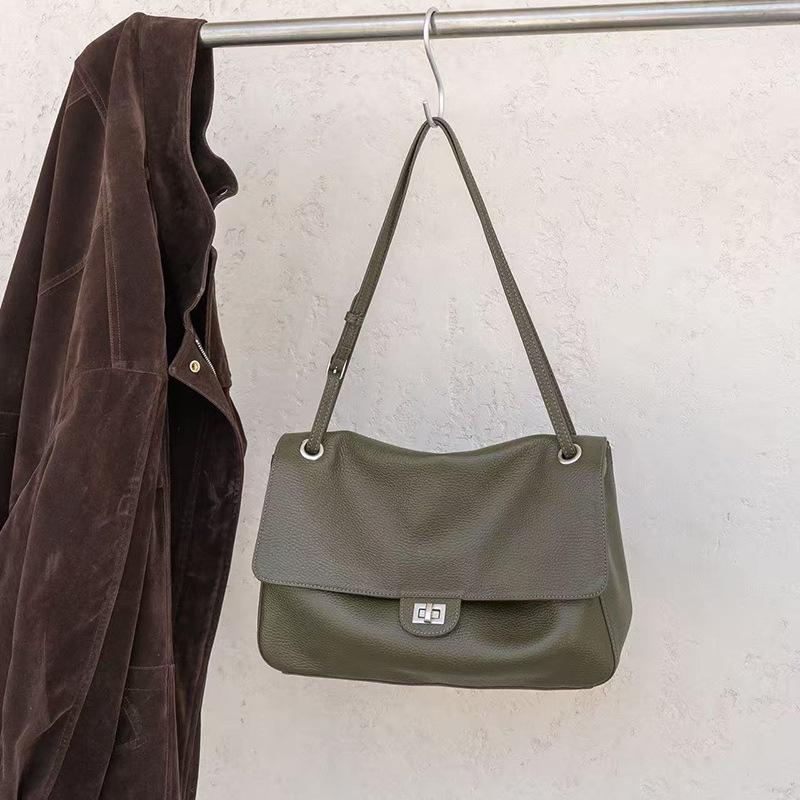 Messenger bag Crossbody portable underarm shoulder bag casual fashion first layer cowhide large capacity tote bag