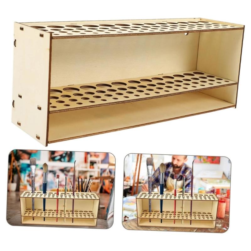 Sturdy Wooden Desk Accessory 71/14/67 Holes Pencil Hold For Office School Home Art Studio Organization
