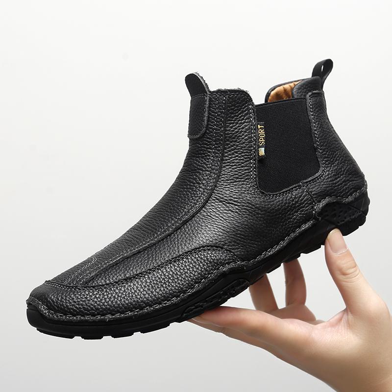 

Модные высокие универсальные кожаные туфли для мужчин, повседневная обувь для бизнеса, удобные уличные ботинки без застежек, модные короткие ботинки для мужчин 46 чёрный