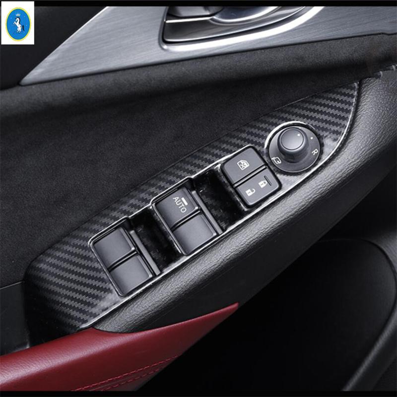 Matt / Carbonfaser-Optik Autotürgriff Fensterheber Schalter Knopf Panel Abdeckung Zierleisten Zubehör für Mazda CX-3 CX3 2015 -