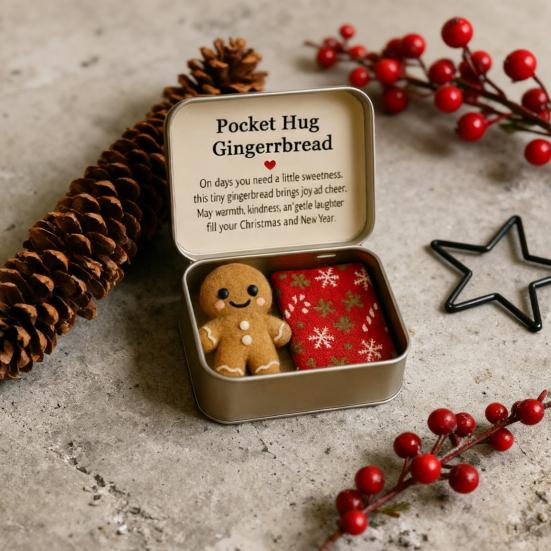 Vánoční kapesní objetí ozdoba s dárkovou kartou pamětní žeton pro přátele na dálku náplň do punčochy a sváteční dekorace