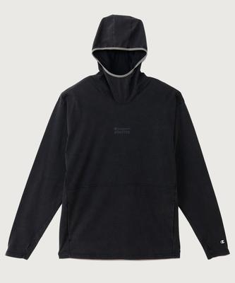 Washed Regular Fit Athletic Long Sleeve Hoodie Black