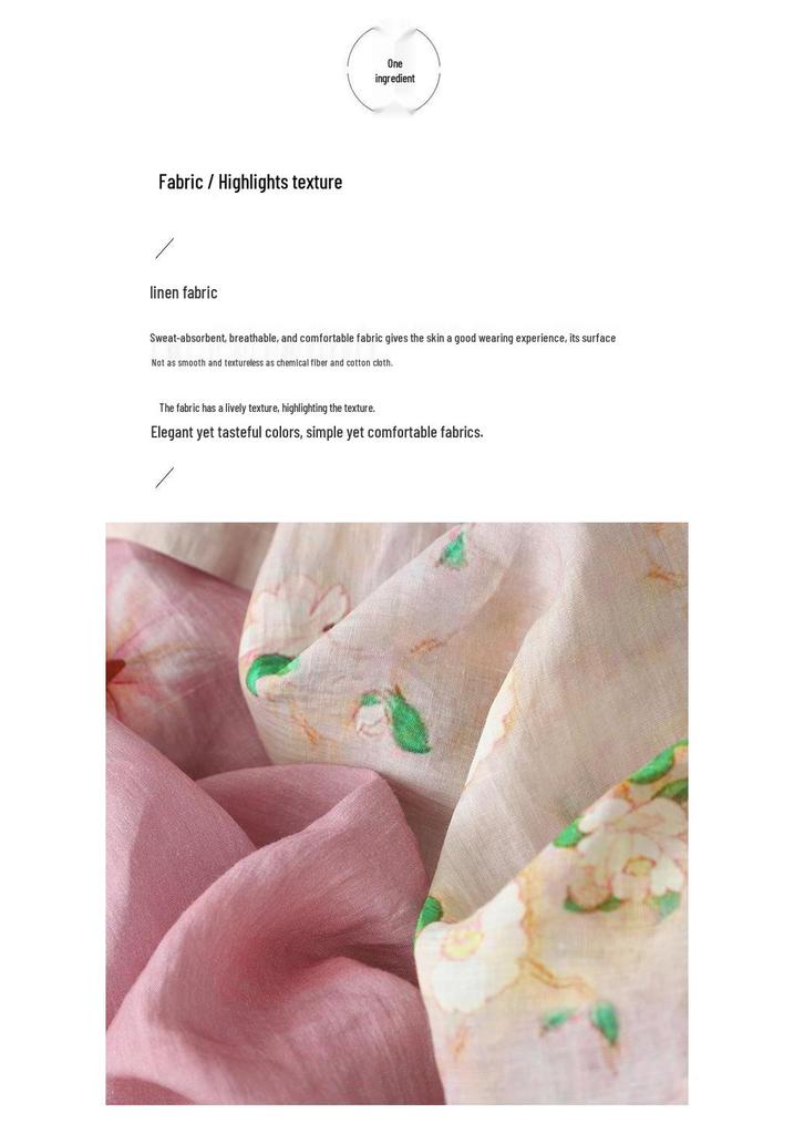 2026 New Style Floral Cotton Linen Cheongsam Dress - Plus Size Slimming & Tummy Concealing Long Skirt
