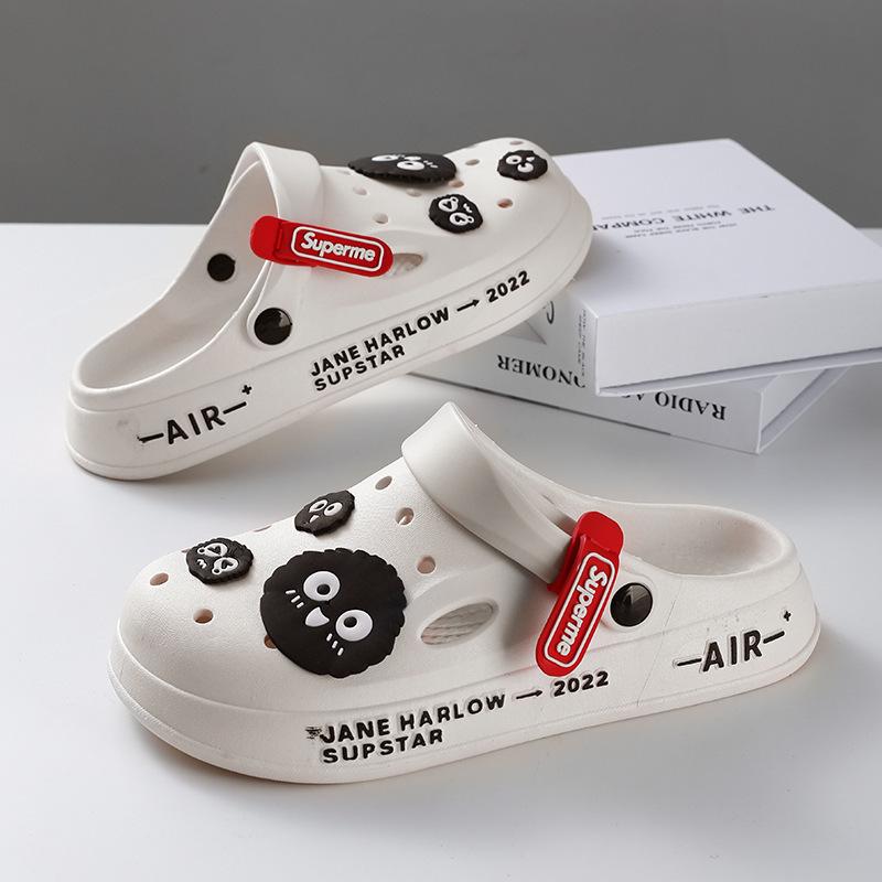 Hole Shoes Men's New Year Couple Platform Slippers Bag Head Sandals Non-slip Casual Soft-soled Beach Shoes Men