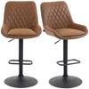 Set of Two Faux Leather Retro Bar Stools - Orange