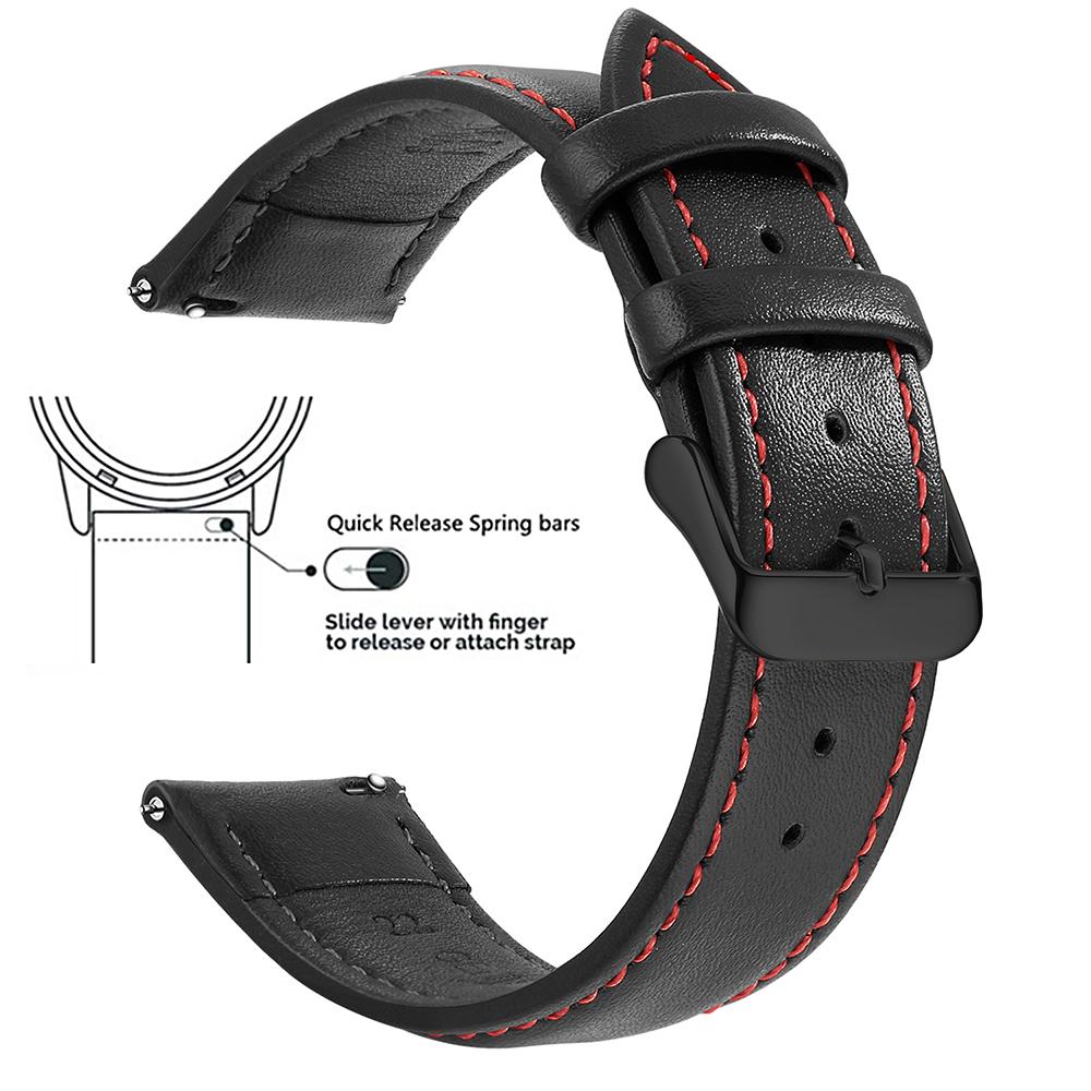 Echtes Lederarmband aus Narbenleder, Schnellverschluss 18mm/20mm/22mm Uhrenarmbänder, Passend für Samsung Galaxy Watch, Garmin Huawei Watch