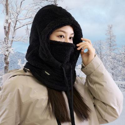 Women Winter Balaclava Hat with Face Shield Thick Warm Fleece Windproof Cycling Adjustable Full