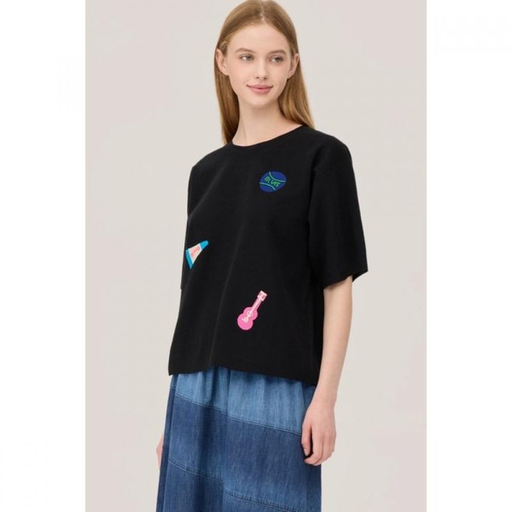 Benetton Bidding Embroidery Short Sleeve Knit Bakpe2541