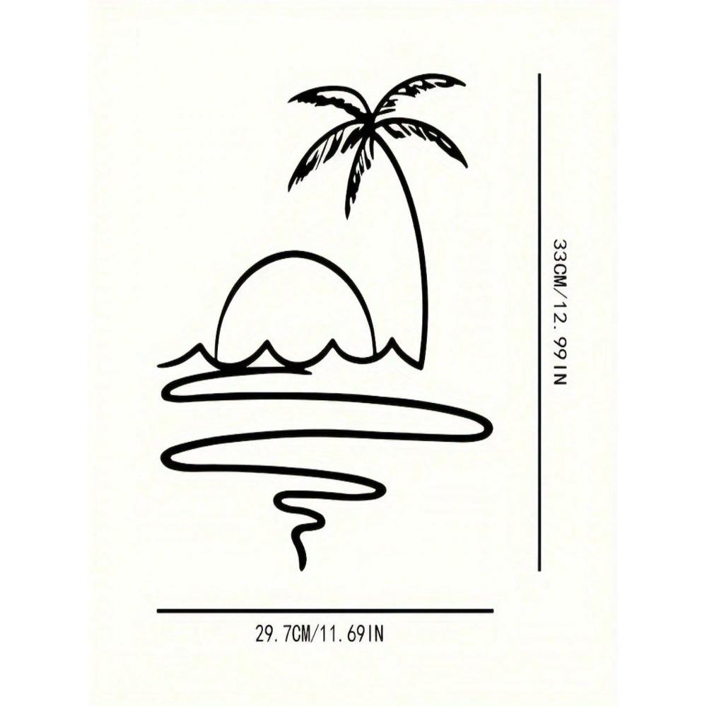 Vintage Sunrise Metal Wall Art Sun Ocean Tropical Leaves Palm Trees Decor