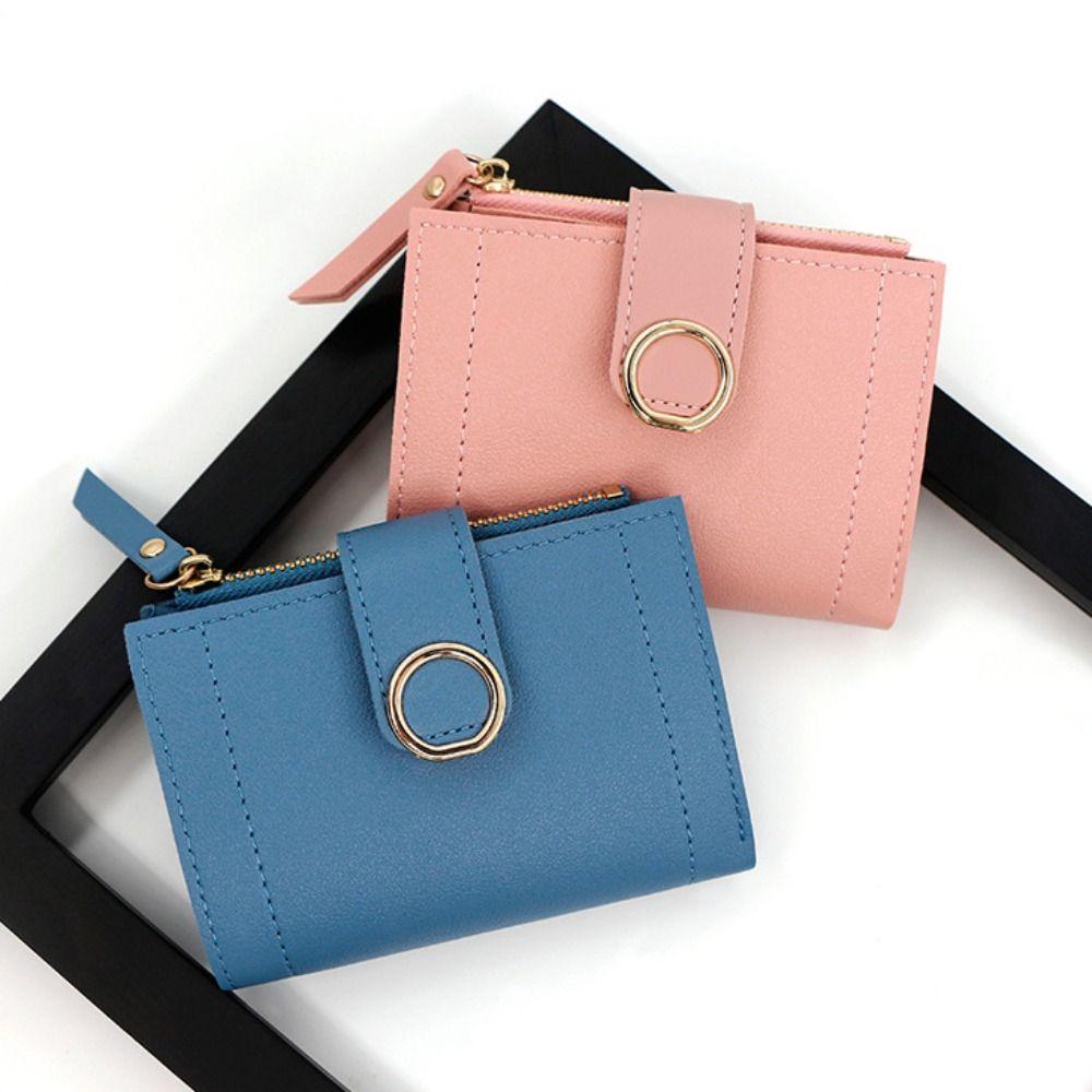 PU Leather Women Wallet Large Capacity Zipper Short Purses Wear-resistant Multiple Card Slots Card Holder For Girls Women's