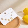 3 Pairs/Set Heart Flower Stud Earrings for Women Girls  Zircon Pearl Earring Set Multiple Piercing Cartilage Earring Jewelry