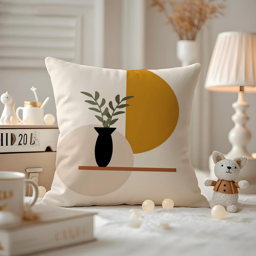 Trend Rustic Geometric Floral Cushion Cover Anti-dustmite Pillowcase Invisible Zipper Silky Short Plush Sofa Cushion Cover