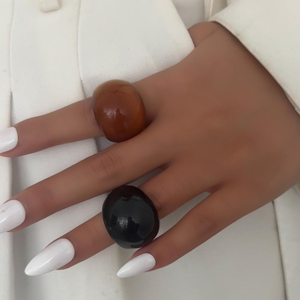 Ingemark 4 Colors Vintage Simple Irregular Resin Rings for Women Minimalist Smooth Geometric Rings New Year Party Jewelry Gift