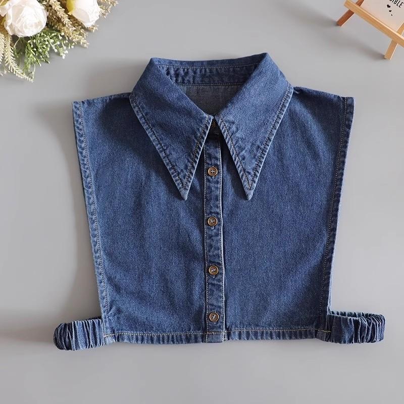 Módní Džínovina Falešný límec Ženy Velká klopa Falešné límečky Žena Dekorace Odnímatelné límečky Kravata Halenka Odnímatelný Nep Kraagie