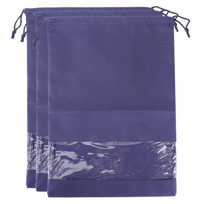 3Pcs Portable Dust‑Proof Non‑Woven Fabric Shoes Storage Drawstring Bag Organizer