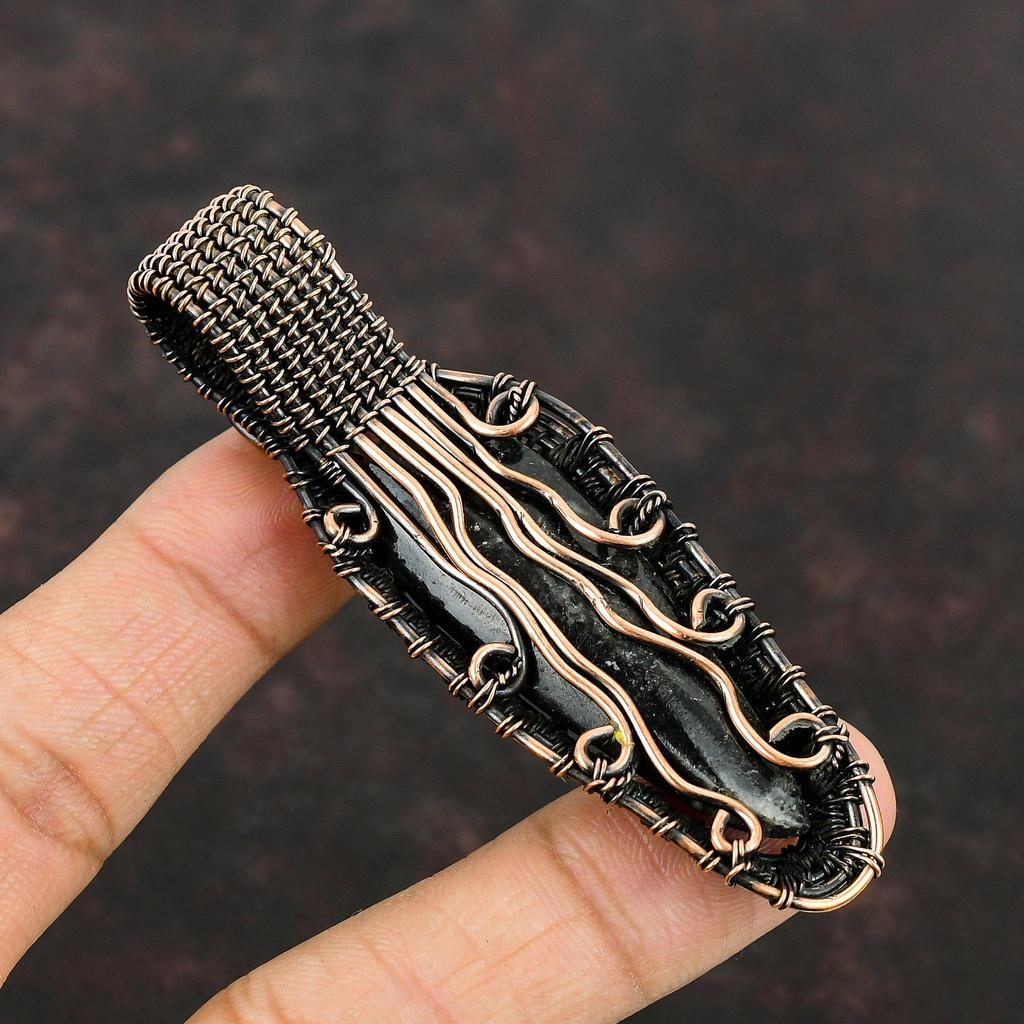 Orthoceras Fossil Pendant Copper Wire Wrapped Pendant Handmade Unique Pendant Copper Wire Wrap Jewelry Natural Gemstone Pendant Gift For Her