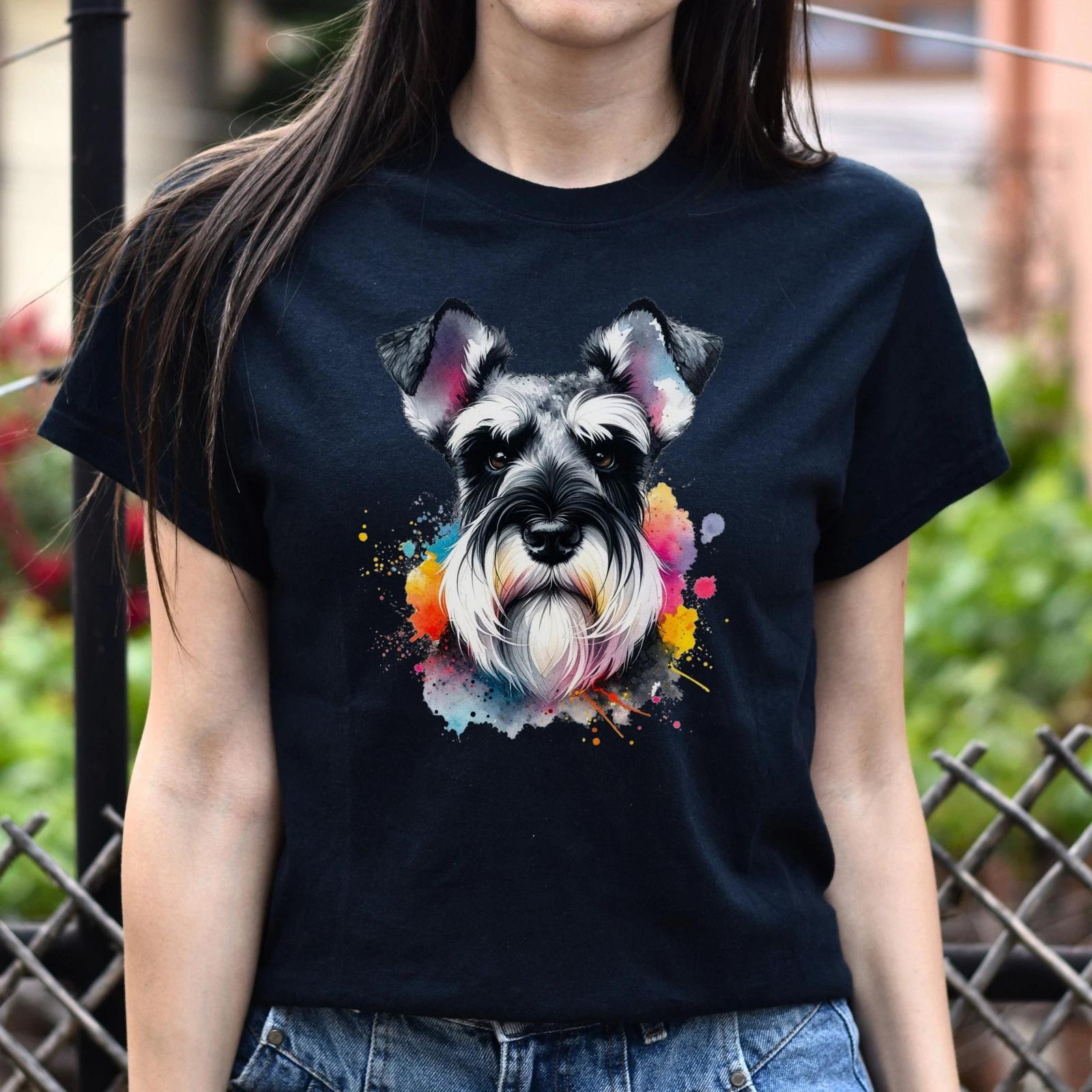 Schnauzer dog mom Color Splash Unisex T-shirt Black Navy Dark Heather 2XL