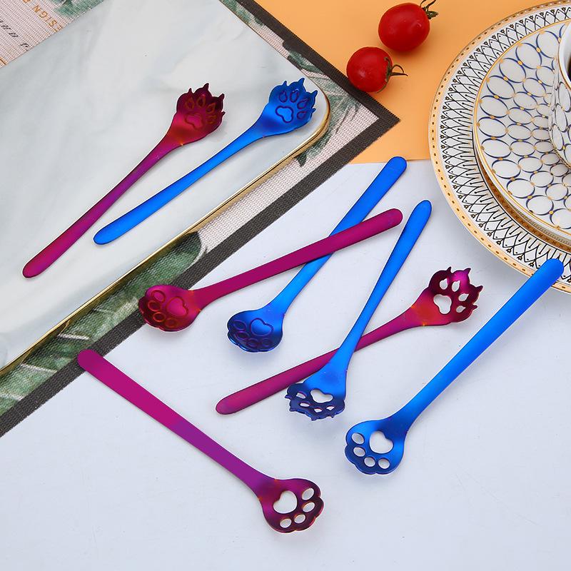 304 Stainless Steel Cat & Dog Paw Coffee Stirring Spoon - Creative Cartoon Gift Spoon