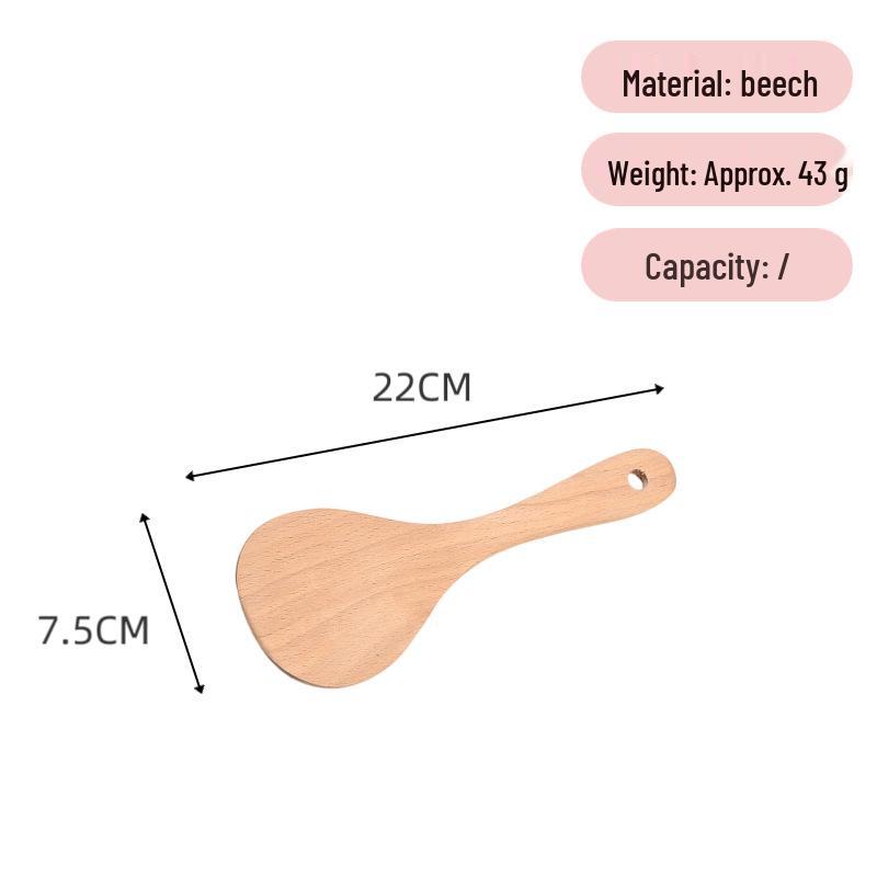 Japanese Beech Wood Spatula: Unpainted, Unwaxed, Non-stick, Long Handle