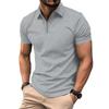 Herren Poloshirt Lässig Mode Einfarbig Mikrogerippt mit Reißverschluss Kragenoberteil Poloshirt Herren T-Shirt