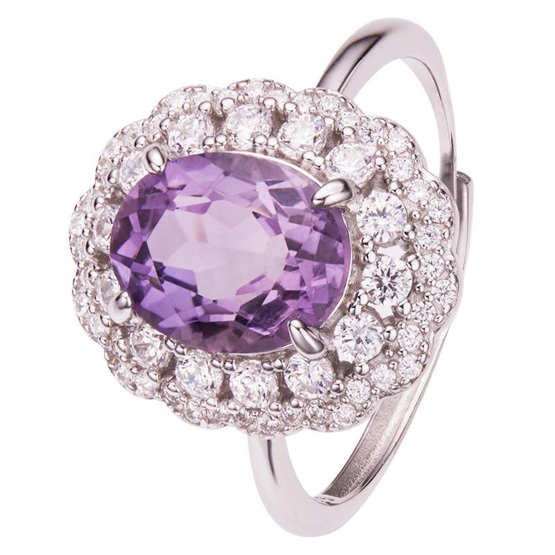 Natural Topaz Citrine Amethyst Ring Women'S S925 Sterling Silver Jewelry