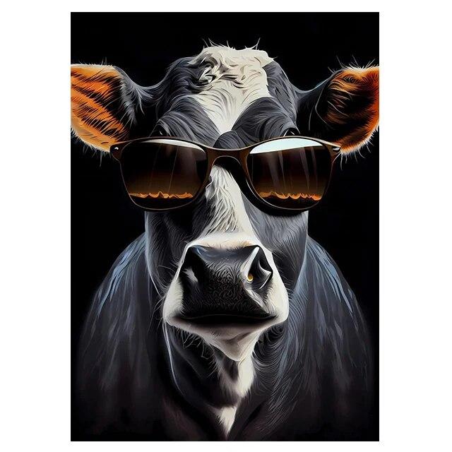 

Черно-белые милые животные, солнцезащитные очки, принт, плакат, холст, картины, современная настенная художественная картина для гостиной, спальни, домашний декор, без рамки 21*30cm