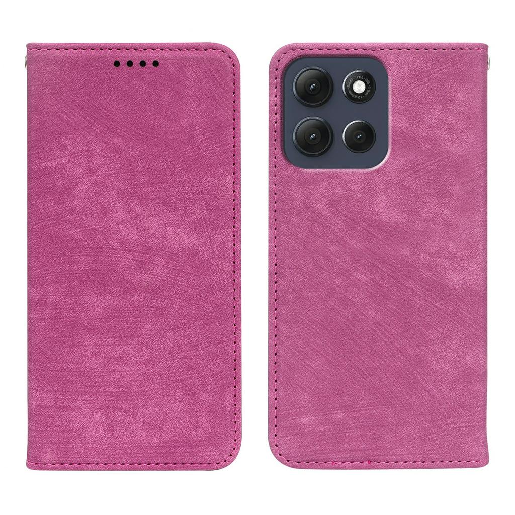 For Motorola Moto G86 5G Case Strong Magnetic Leather Wallet Phone Cover with Striped Texture